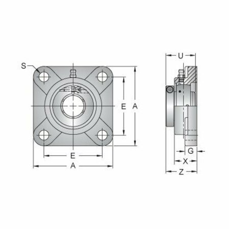 Ami Bearings SINGLE ROW BALL BEARING - 1-1/2 KANIGEN ACCU-LOC STAINLESS 4-BOLT FLANGE UEMF208-24MZ20